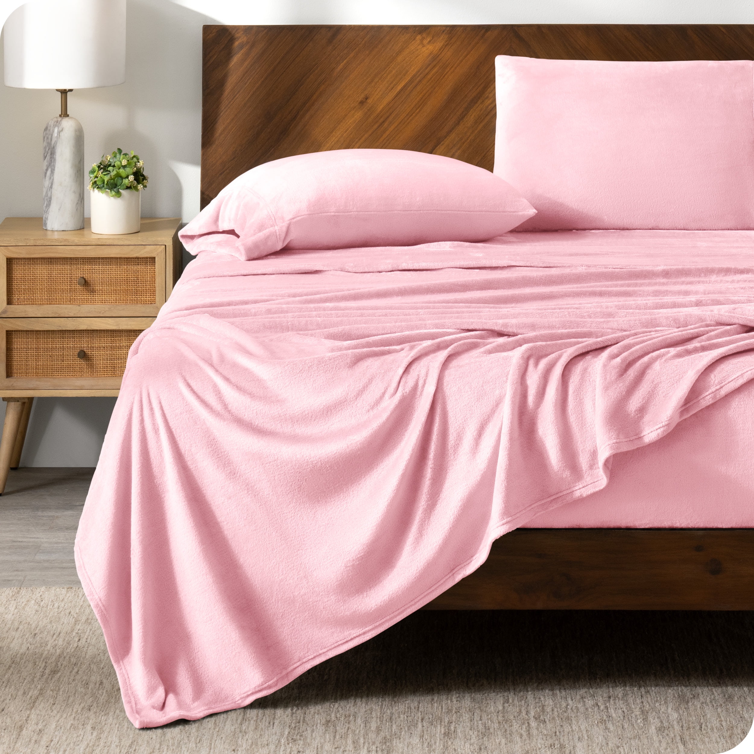 Ultra Soft Light Pink Microplush Twin XL Sheet Set