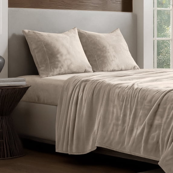 Bare Home Microplush Fleece Sheet Set - Ultra Soft - Deep Pocket - Twin XL, Sand