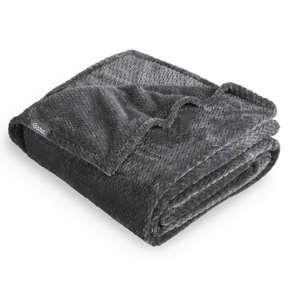 Bare Home Microplush Fleece Textured Blanket - 300 GSM - Fuzzy Microfleece - Soft & Plush - Throw, Gray