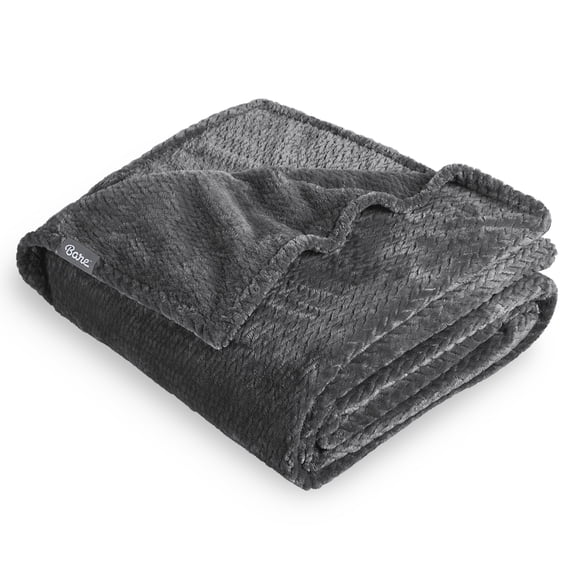 Bare Home Microplush Fleece Textured Blanket - 300 GSM - Fuzzy Microfleece - Soft & Plush - Twin/Twin XL, Gray