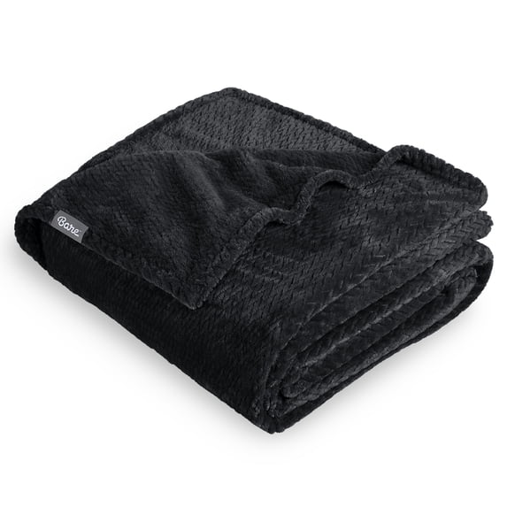 Bare Home Microplush Fleece Textured Blanket - Chevron Texture - Fuzzy Microfleece - Soft & Plush - Twin/Twin XL, Black