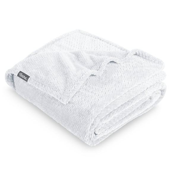 Bare Home Microplush Fleece Textured Blanket - Chevron Texture - Fuzzy Microfleece - Soft & Plush - Twin/Twin XL, White
