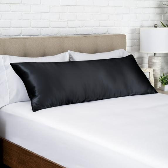 Bare Home Mulberry Silk Body Pillowcase, 19 Momme Silk Black