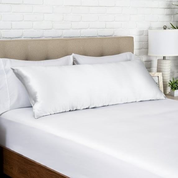 Bare Home Mulberry Silk Body Pillowcase, 19 Momme Silk White