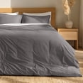 thumbnail image 1 of Bare Home Organic Cotton Duvet Cover Set, Percale Weave, King, Gray, 1 of 10