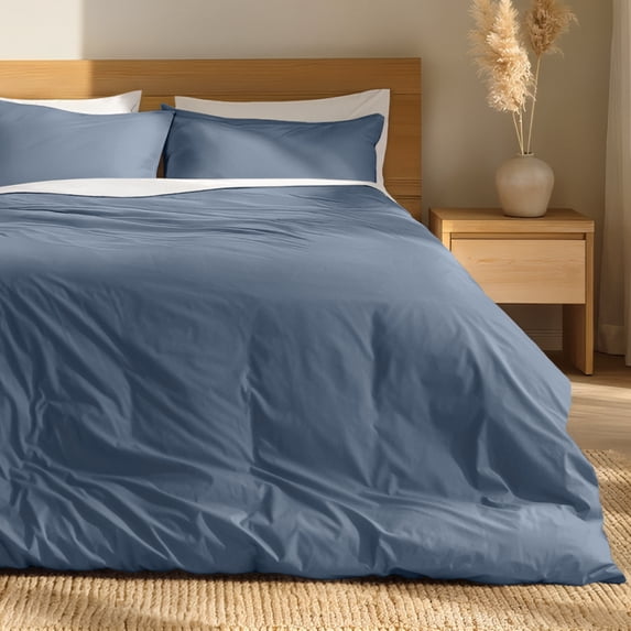 Bare Home Organic Cotton Duvet Cover Set, Percale Weave, Twin/Twin XL, Bering Sea