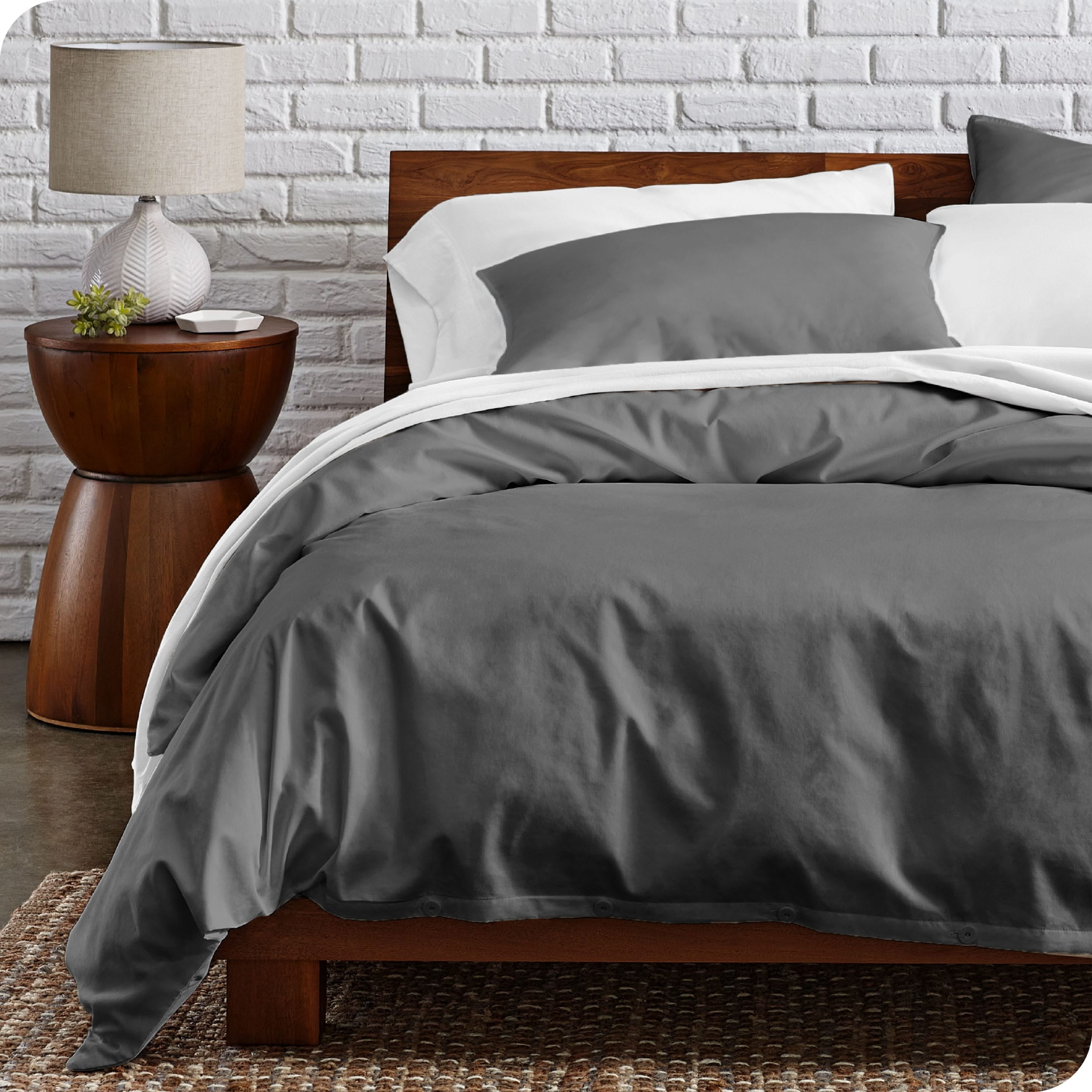Twin/Twin XL Gray Organic Cotton Percale Duvet Cover Set