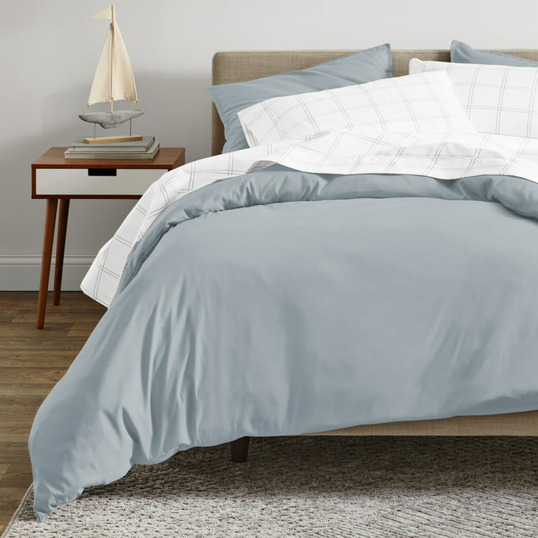 Bare Home Organic Cotton Duvet Cover Set - 400 Thread Count - Sateen Weave  - Twin/Twin XL, Dusty Blue, 2-Pieces