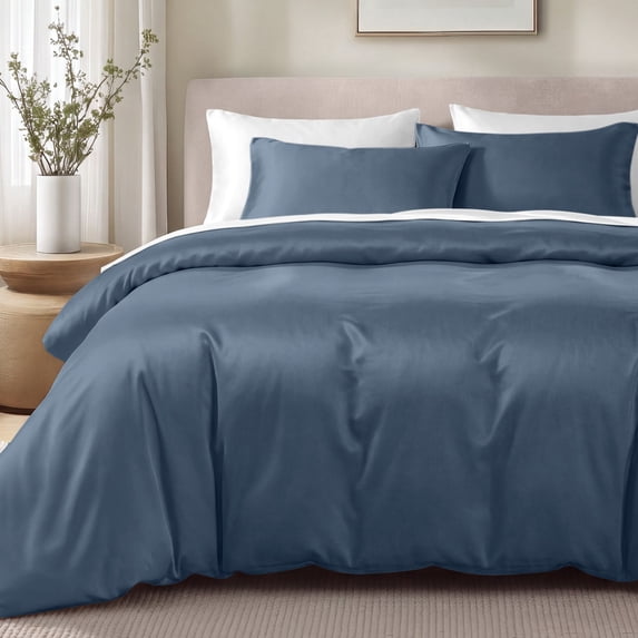 Bare Home Organic Cotton Duvet Cover Set - 400 Thread Count - Sateen Weave - Twin/Twin XL, Bering Sea, 2-Pieces