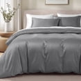 thumbnail image 1 of Bare Home Organic Cotton Duvet Cover Set - 400 Thread Count - Sateen Weave - Queen, Gray, 3-Pieces, 1 of 9