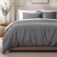 thumbnail image 1 of Bare Home Organic Cotton Duvet Cover Set - 400 Thread Count - Sateen Weave - Queen, Gray, 3-Pieces, 1 of 10