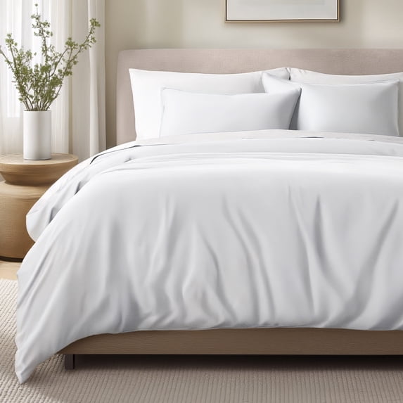 Bare Home Organic Cotton Duvet Cover Set - 400 Thread Count - Sateen Weave - King, White, 3-Pieces