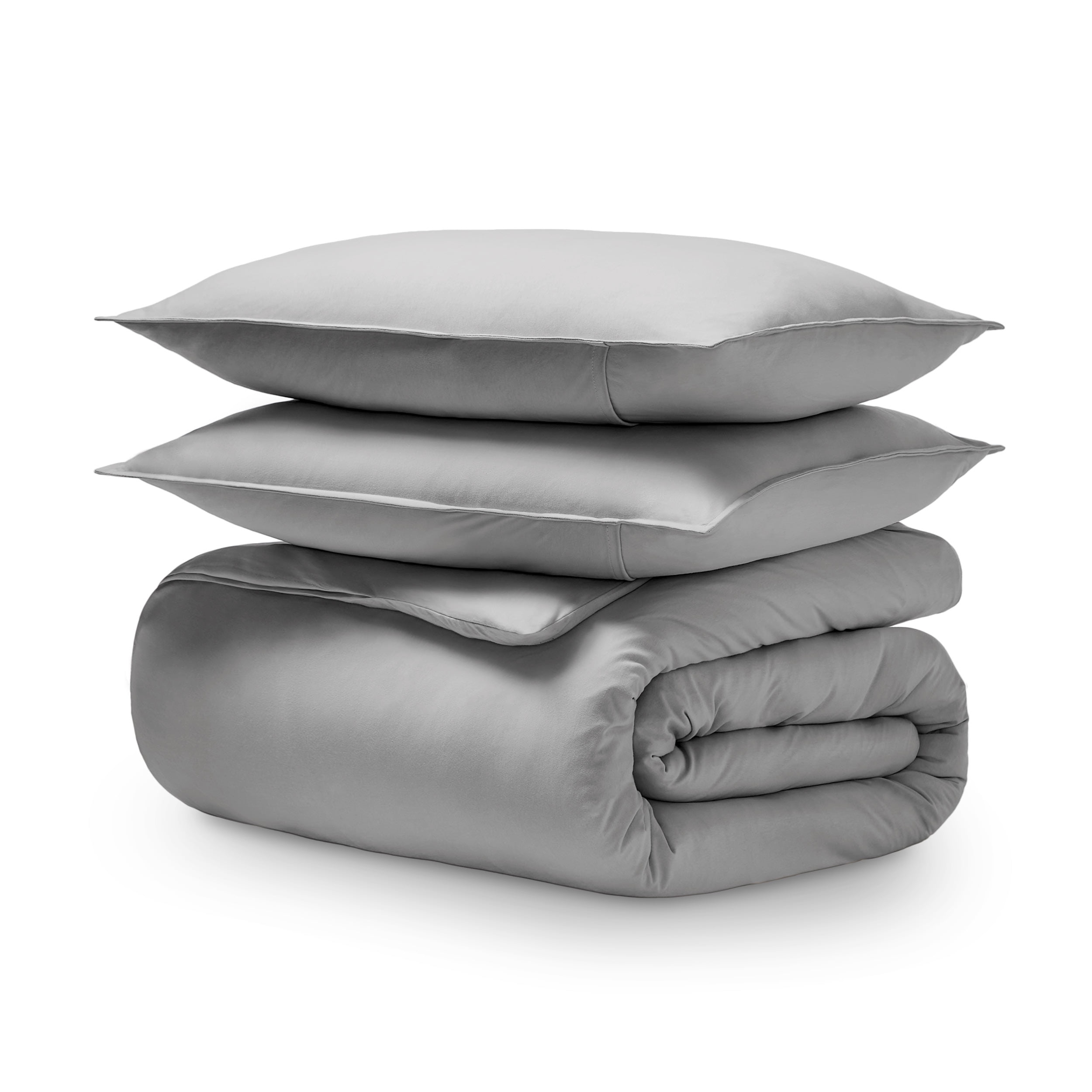 Twin/Twin XL Light Grey Organic Cotton Jersey Duvet Cover Set