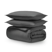 Bare Home Organic Cotton Jersey Duvet Cover Set with Shams, 3-Piece, Full/Queen, Gray