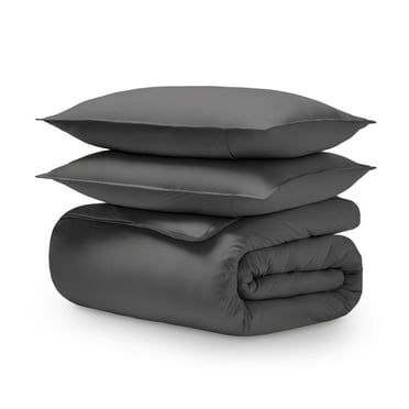 Bare Home Organic Cotton Jersey Duvet Cover Set with Shams, 3-Piece, Full/Queen, Gray