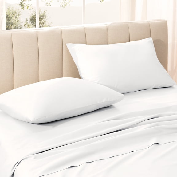 Bare Home  Organic Cotton Pillowcase Set - Silky Smooth Sateen Weave Standard - White