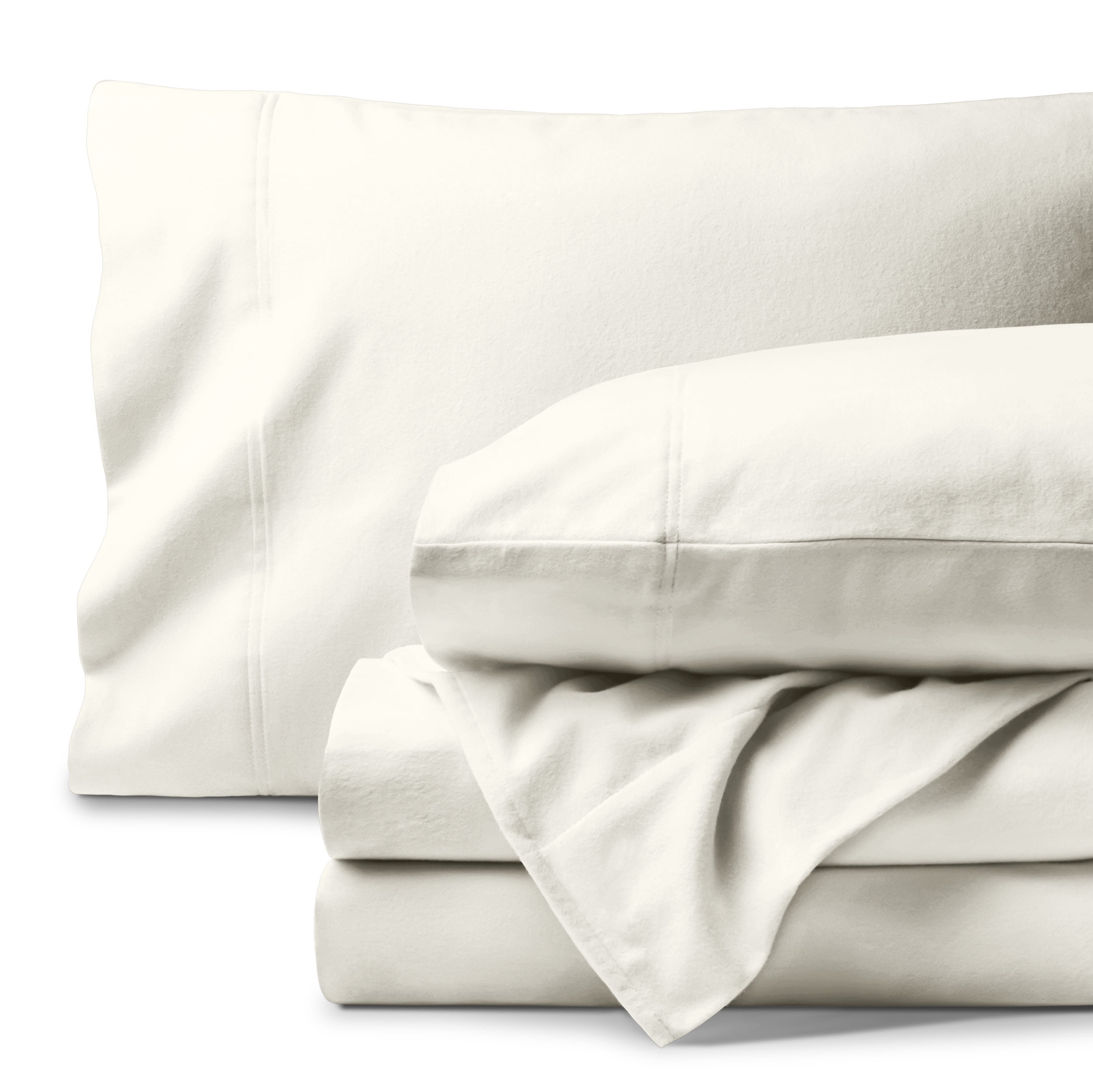 Cream Organic Cotton Flannel Twin Sheet Set with Deep Pockets