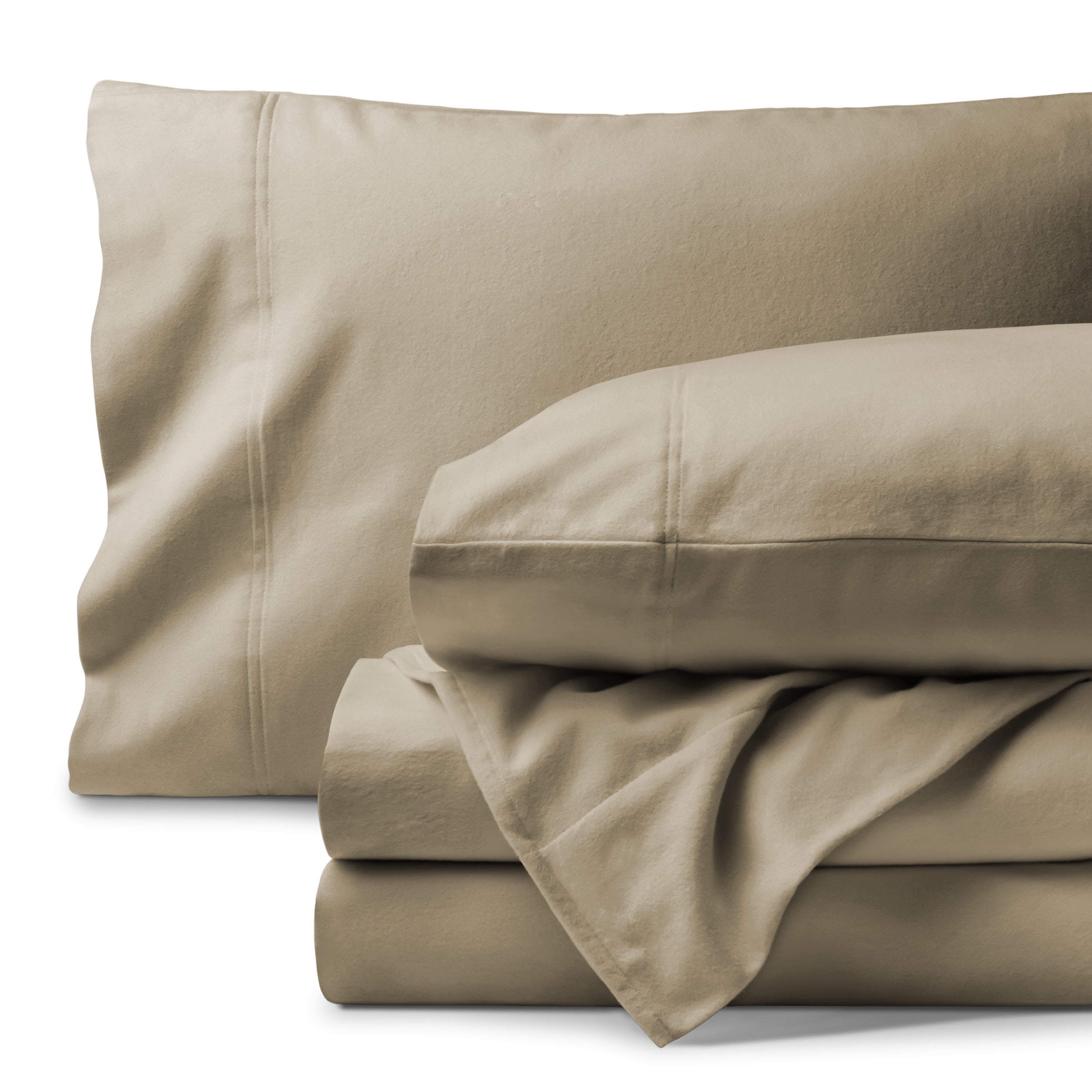 Twin Sand Organic Cotton Flannel Deep Pocket Sheet Set