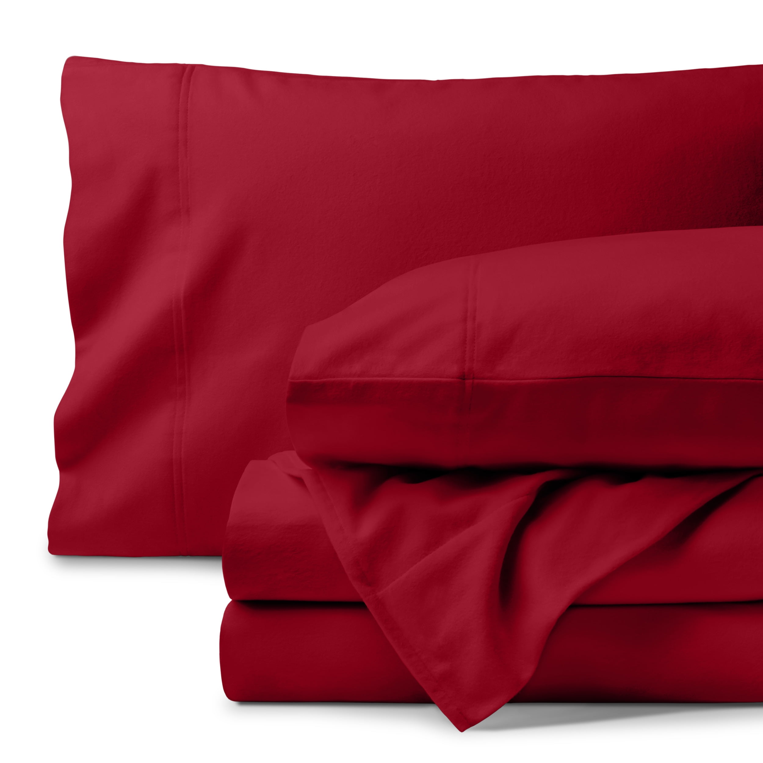 Red Organic Cotton Flannel Twin XL Deep Pocket Sheet Set