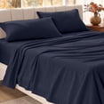 thumbnail image 1 of Bare Home Organic Flannel Sheet Set - 100% Organic Cotton - Deep Pocket - 4-Pieces - King, Midnight Blue, 1 of 10
