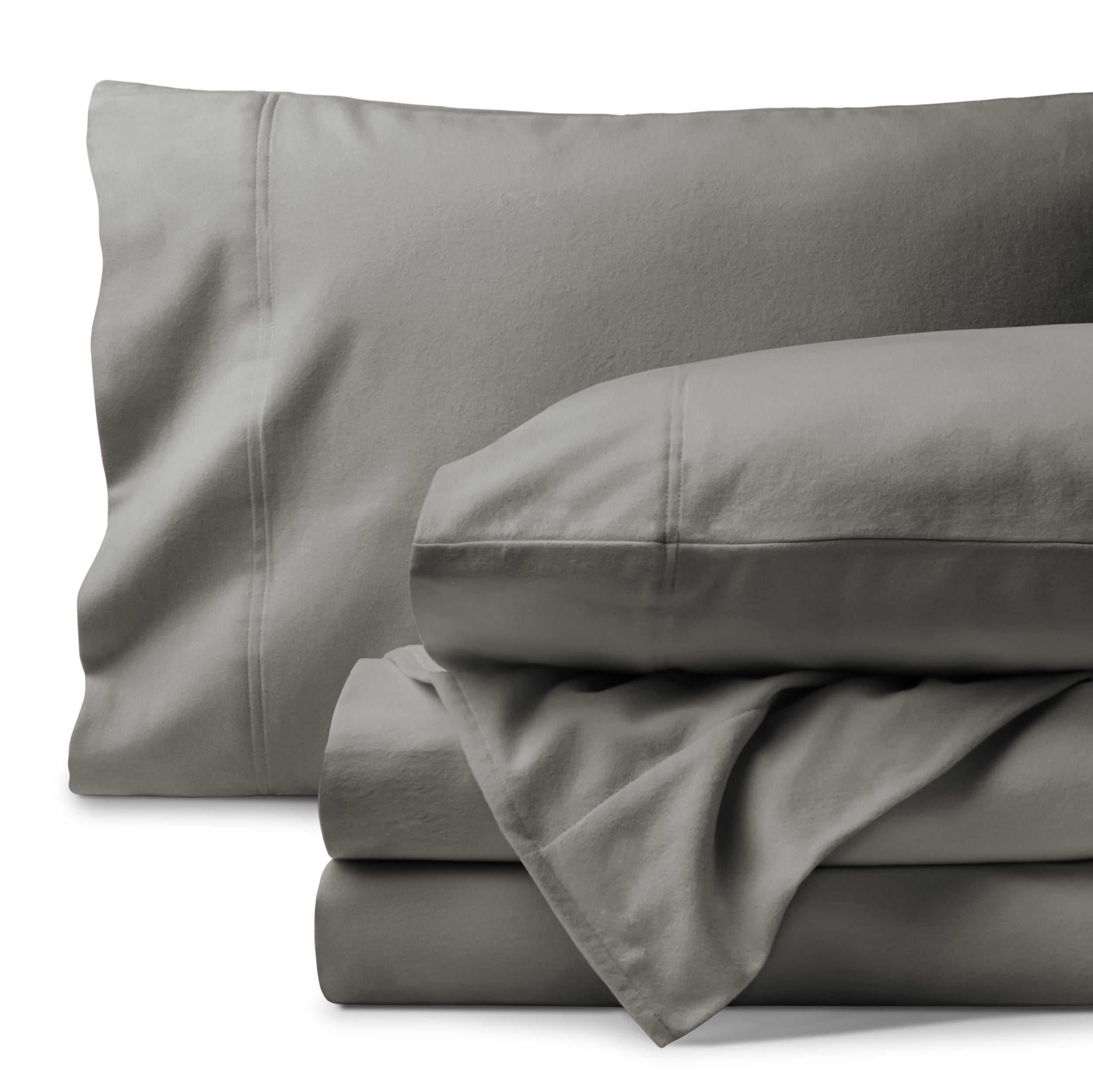 Queen Light Grey Organic Cotton Flannel Sheet Set
