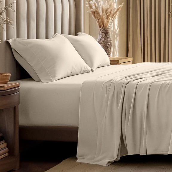 Bare Home Organic Jersey Sheet Set - 100% Organic Cotton - Deep Pocket - 3 Piece - Twin, Sand