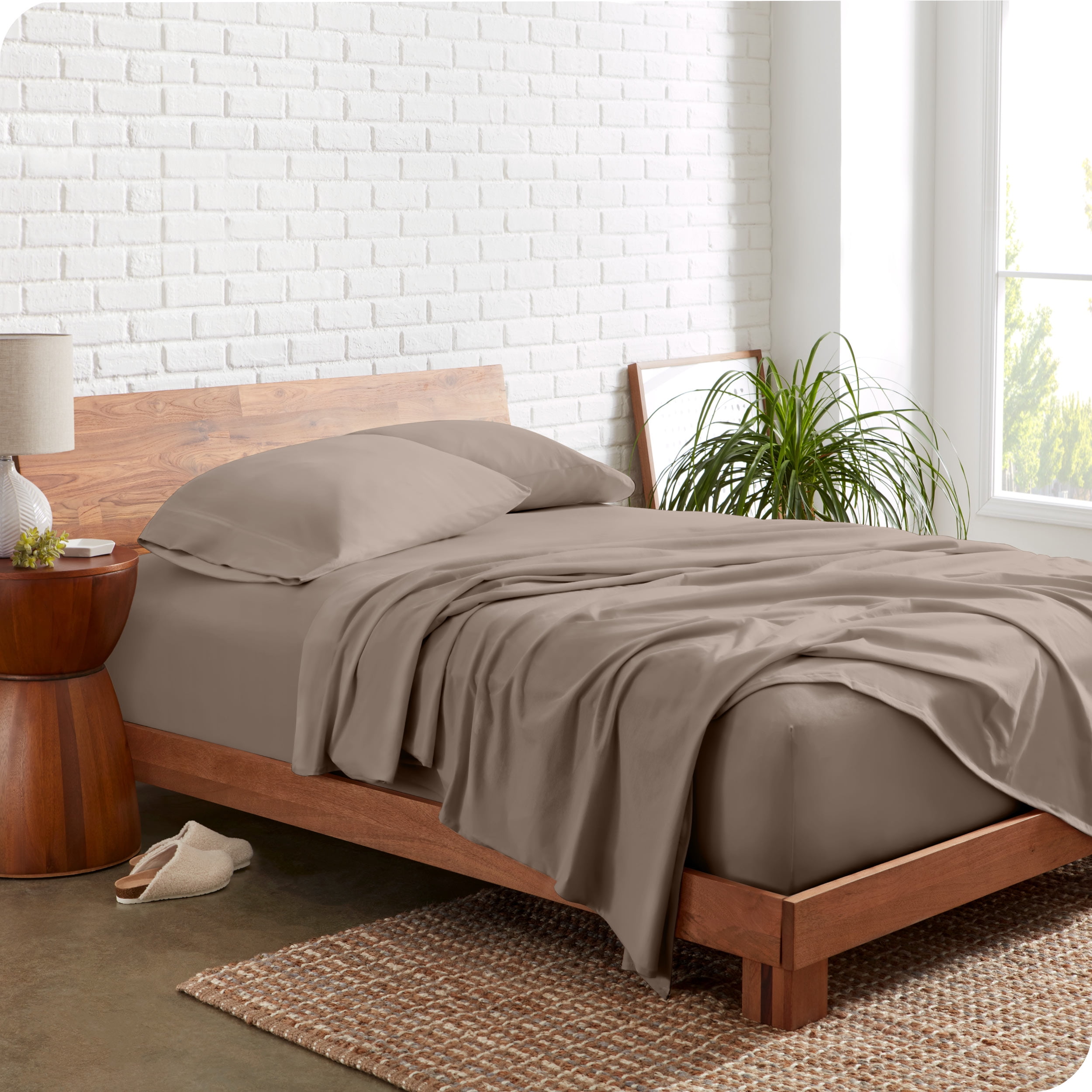 Taupe Twin XL Organic Cotton Jersey Deep Pocket Sheet Set