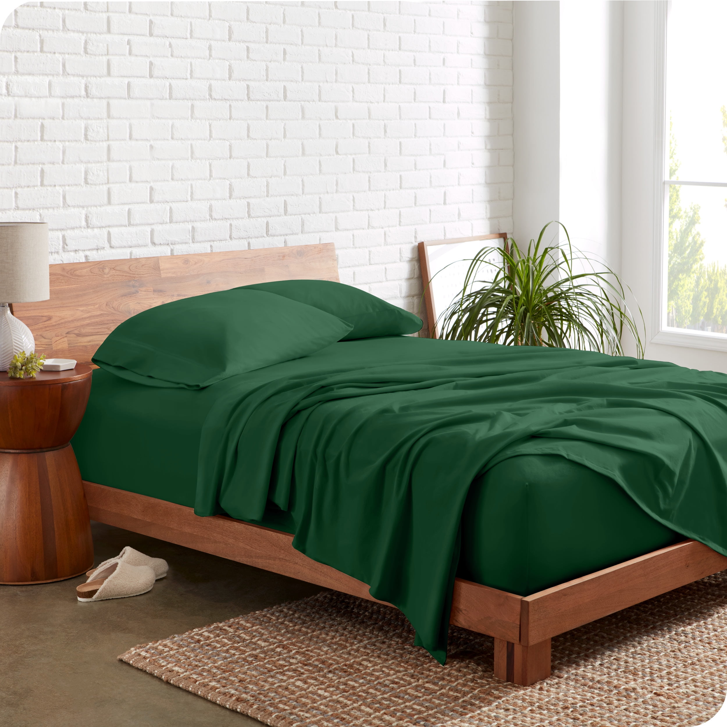 Organic Cotton Jersey Full Sheet Set in Forest Green