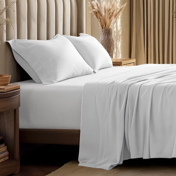 Bare Home Organic Jersey Sheet Set - 100% Organic Cotton - Deep Pocket - 4 Piece - King, White