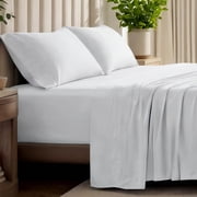 Bare Home Organic Jersey Sheet Set - 100% Organic Cotton - Deep Pocket - 4 Piece - Queen, White