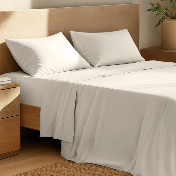 Bare Home Organic Percale Sheet Set - 100% Organic Cotton - Full, French Beige
