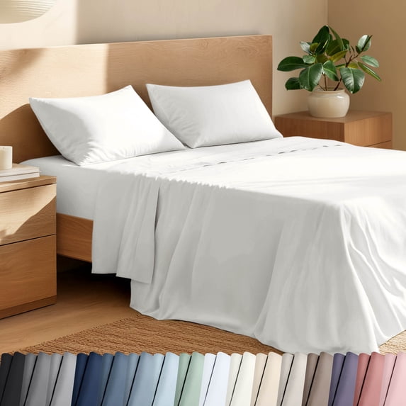 Bare Home Organic Percale Sheet Set - 100% Organic Cotton - Full, White
