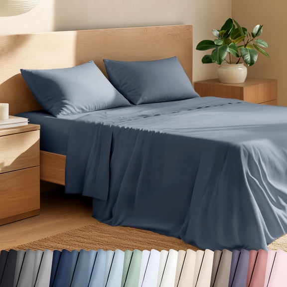 Bare Home Organic Percale Sheet Set - 100% Organic Cotton - Full XL, Bering Sea