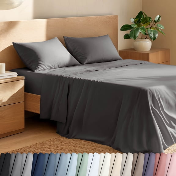 Bare Home Organic Percale Sheet Set - 100% Organic Cotton - Full XL, Gray