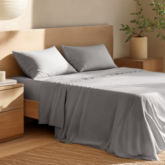 Bare Home Organic Percale Sheet Set - 100% Organic Cotton - King, Light Gray