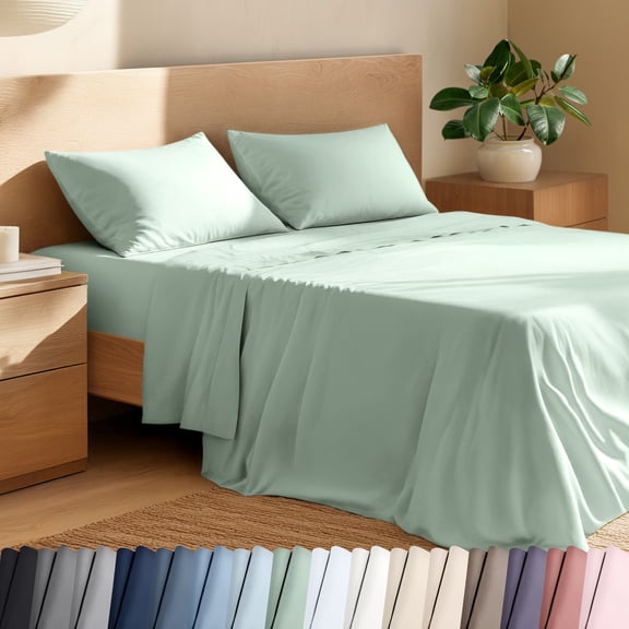Bare Home Organic Percale Sheet Set - 100% Organic Cotton - King, Willow