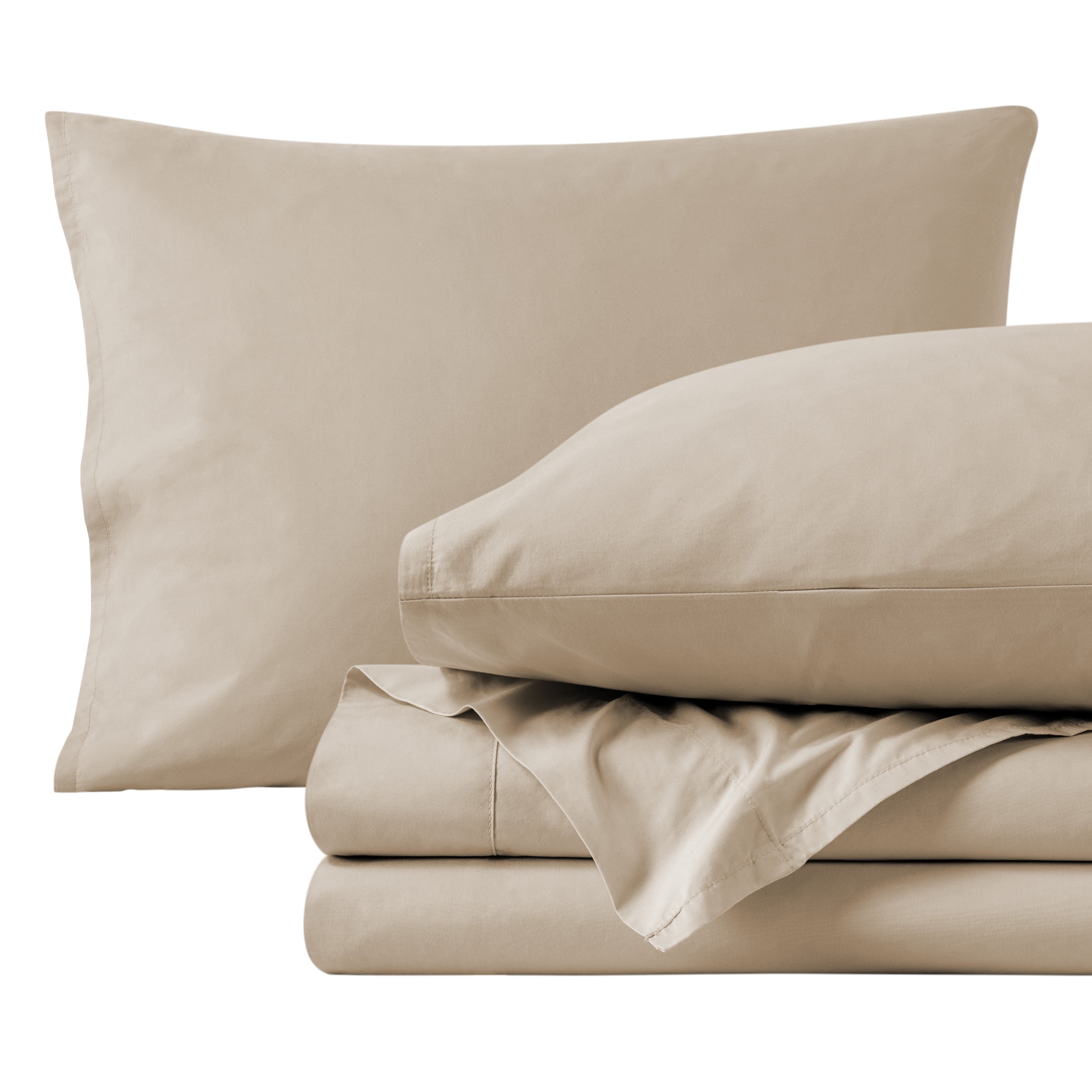 French Beige Organic Cotton Percale Queen Sheet Set