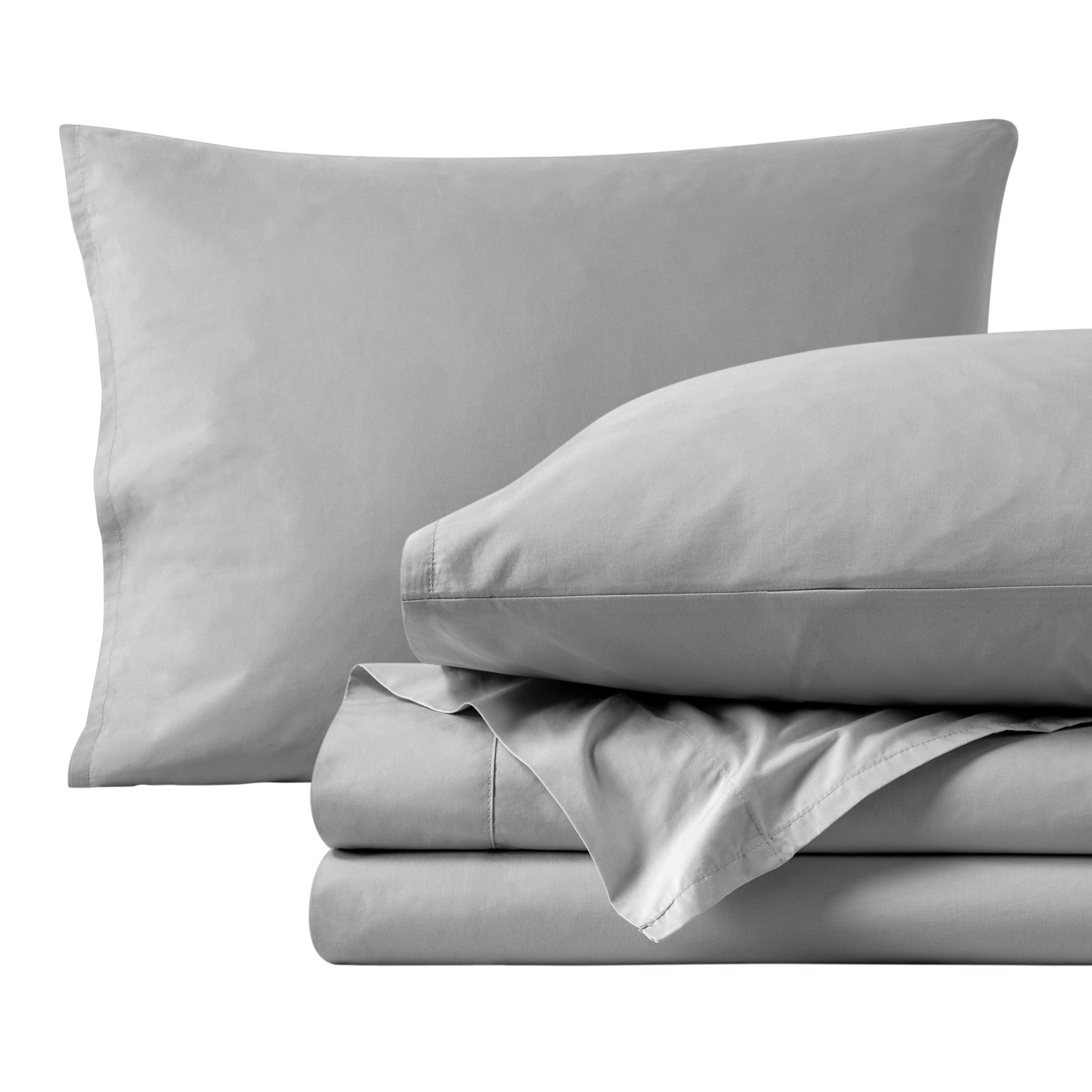 Light Grey Organic Cotton Percale Queen Sheet Set