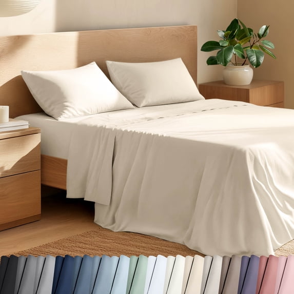 Bare Home Organic Percale Sheet Set - 100% Organic Cotton - Queen, Sand
