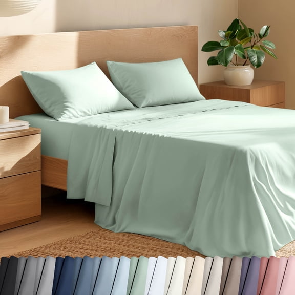 Bare Home Organic Percale Sheet Set - 100% Organic Cotton - Queen, Willow