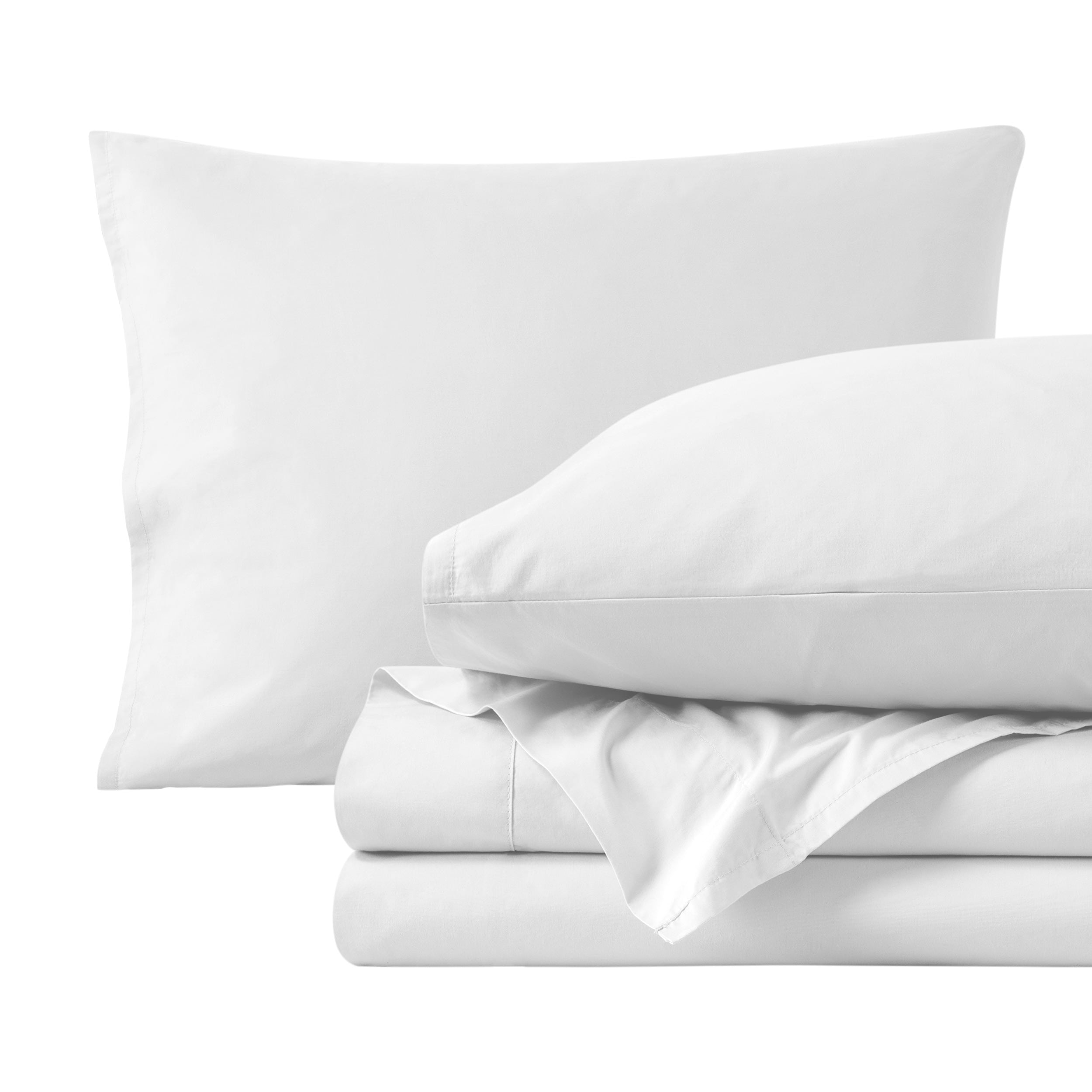 Organic Cotton White Percale Split King Sheet Set