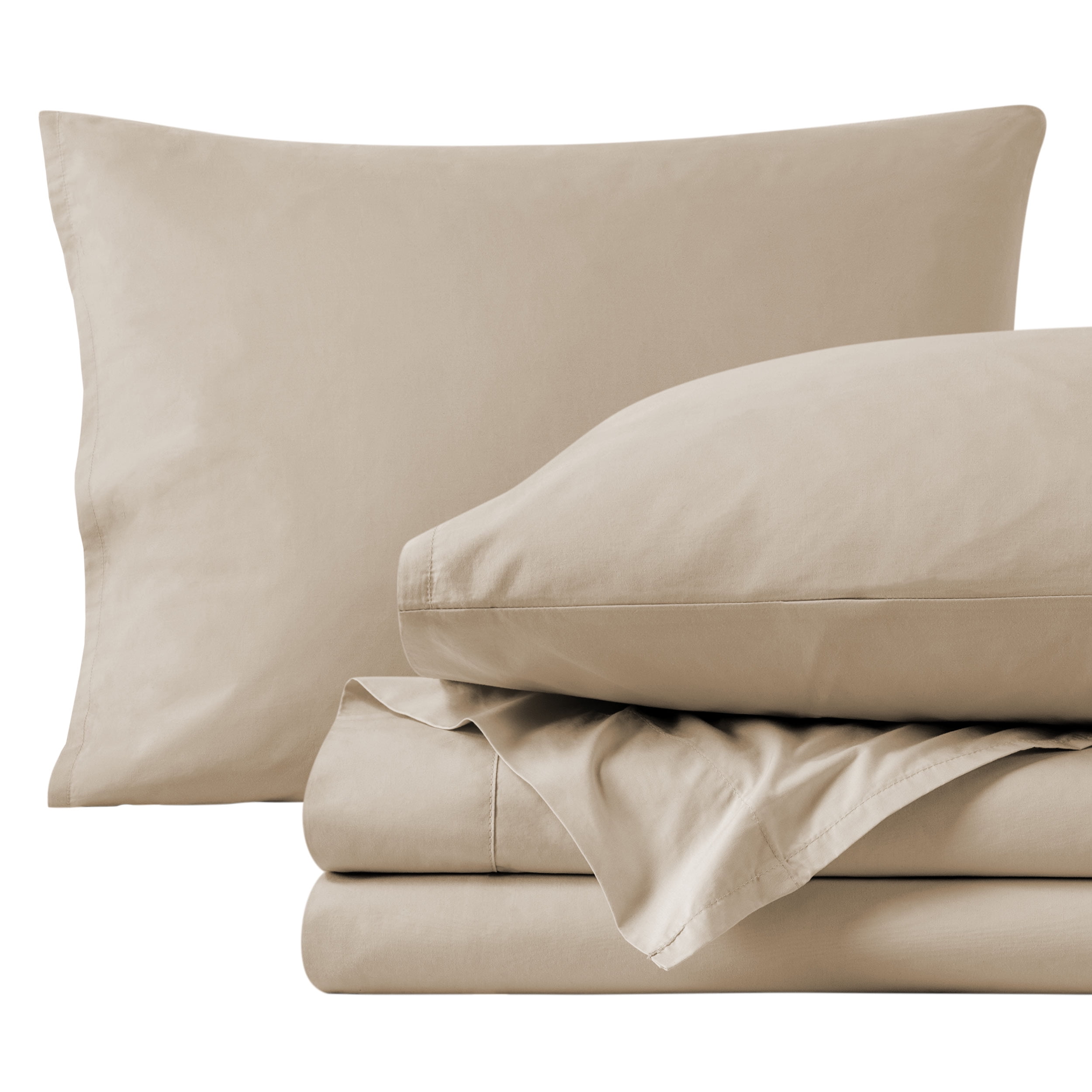 Twin XL French Beige Organic Cotton Percale Sheet Set