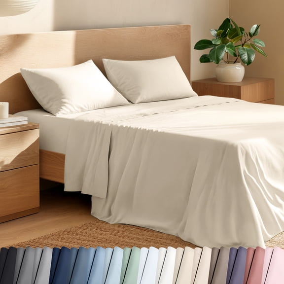 Bare Home Organic Percale Sheet Set - 100% Organic Cotton - Twin XL, Sand