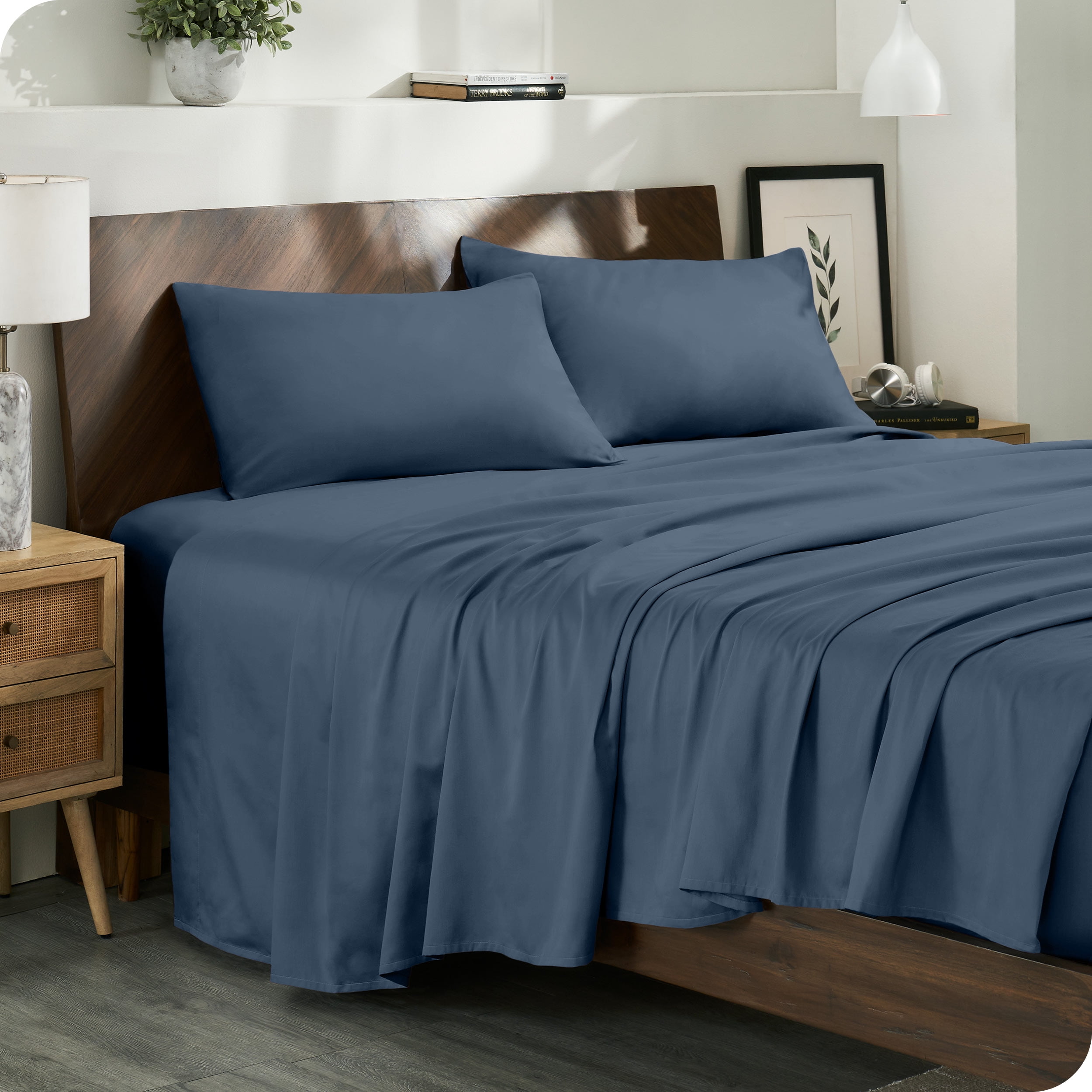 Organic Cotton Twin Sheet Set in Bering Sea Blue