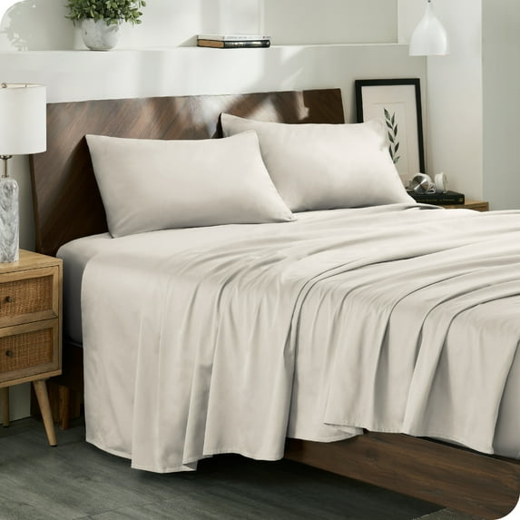 Bare Home Organic Sateen Sheet Set - 400 Thread Count - 100% Organic Cotton - 4 Piece - Queen, Gardenia