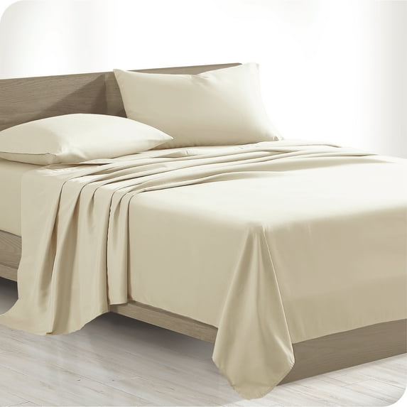 Bare Home Organic Twill Sheet Set - 100% Organic Cotton - 4 Piece - Queen, French Beige