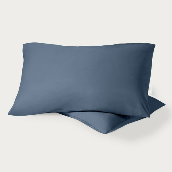 Bare Home Percale Weave Pillowcase Set - Organic Cotton - Standard, Bering Sea