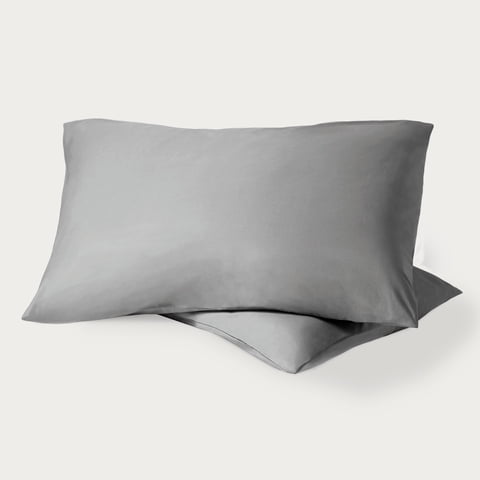 Bare Home Percale Weave Pillowcase Set - 100% Organic Cotton - Standard, Light Gray