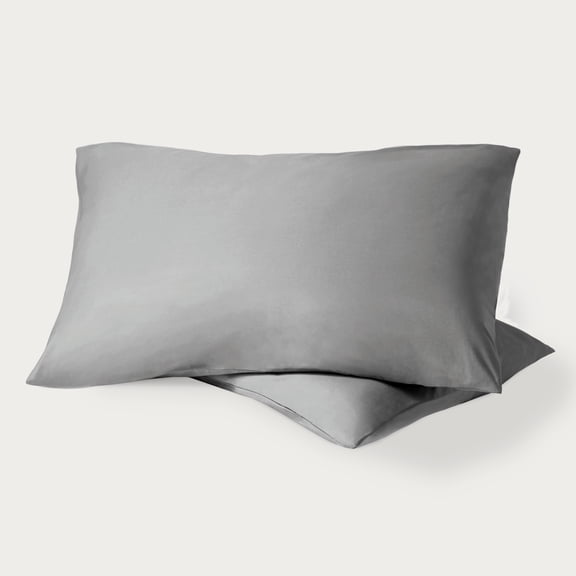 Bare Home Percale Weave Pillowcase Set - 100% Organic Cotton - Standard, Light Gray