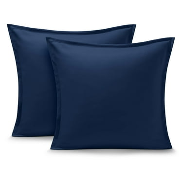 Bare Home Pillow Sham Set - Premium 1800 Collection - Double Brushed - Euro, Dark Blue